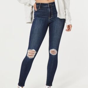 Hollister dark wash high rise super skinny jeans